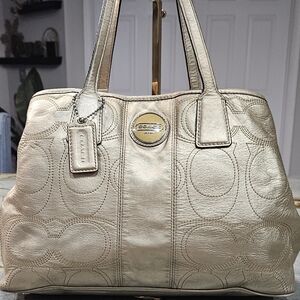 Coach Madison Maggie Kisslock Satchel 3-Compartment Op Art Leather